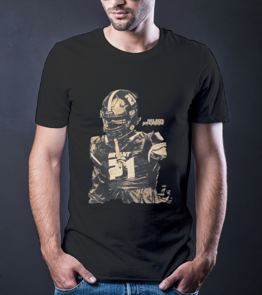 Bryant Bulldogs Nelson Sparrow No 21 Safety Distressed Football T-Shirt