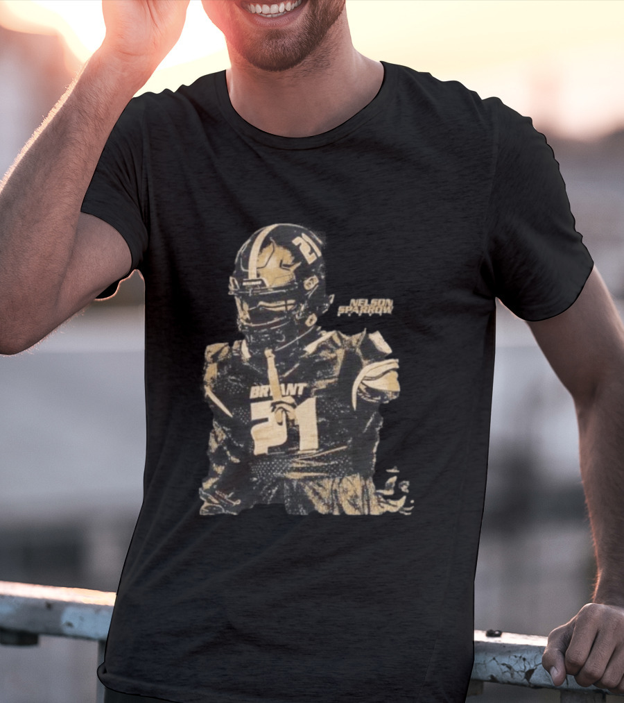 Bryant Bulldogs Nelson Sparrow No 21 Safety Distressed Football T-Shirt