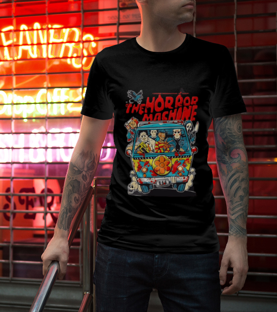The Horror Machine Halloween Movie Icons Spooky Van Adventure T-Shirt