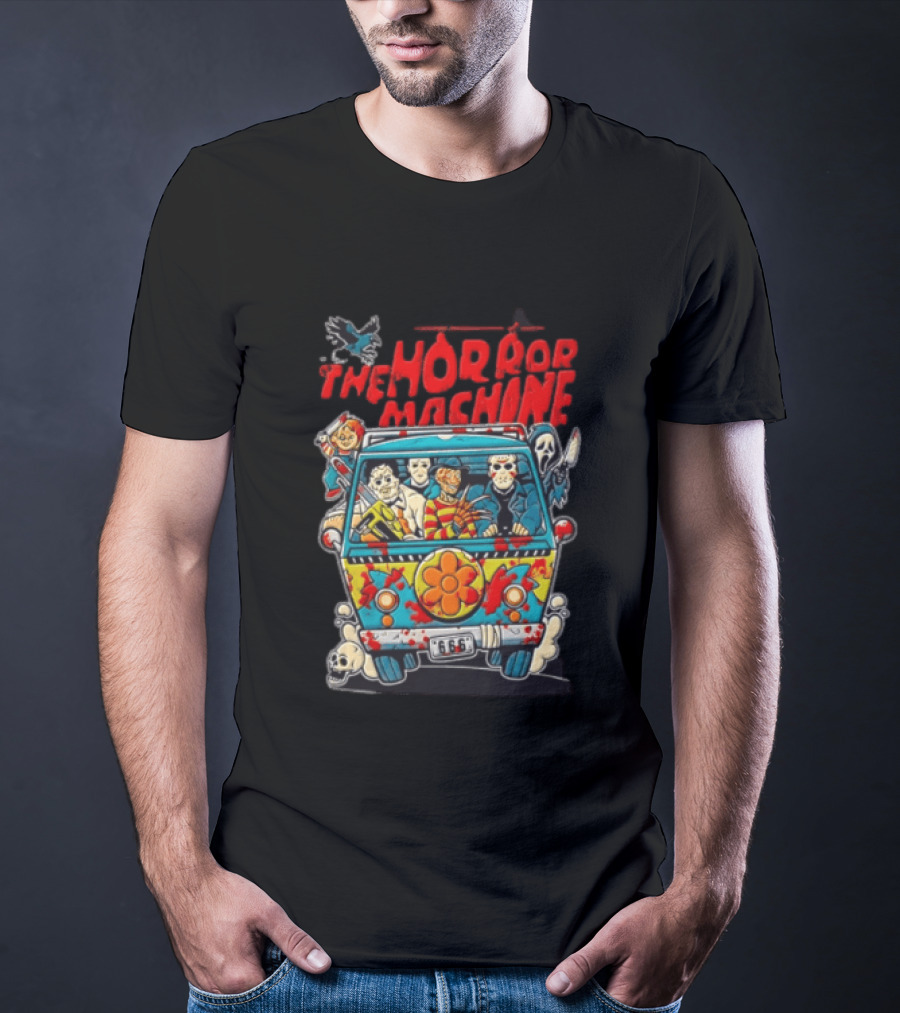 The Horror Machine Halloween Movie Icons Spooky Van Adventure T-Shirt