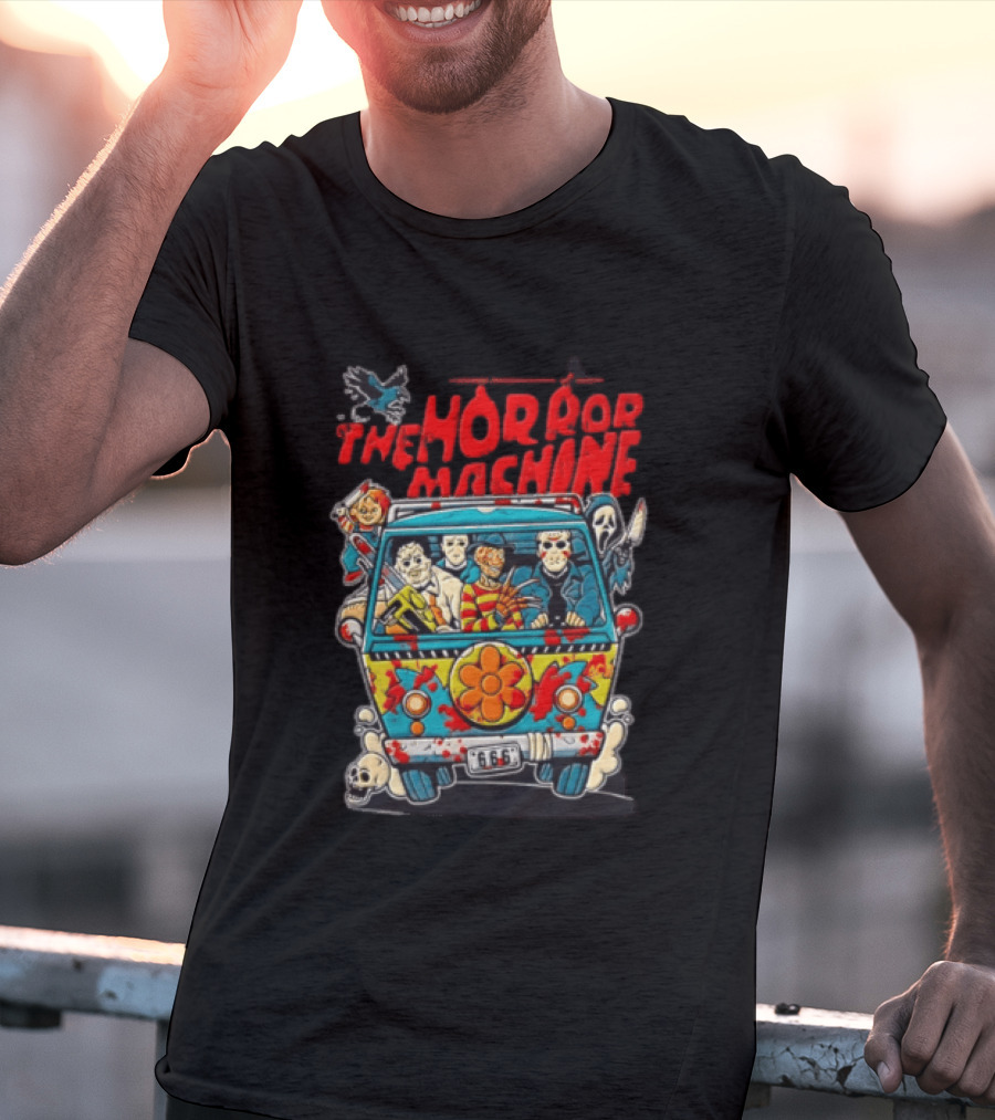 The Horror Machine Halloween Movie Icons Spooky Van Adventure T-Shirt