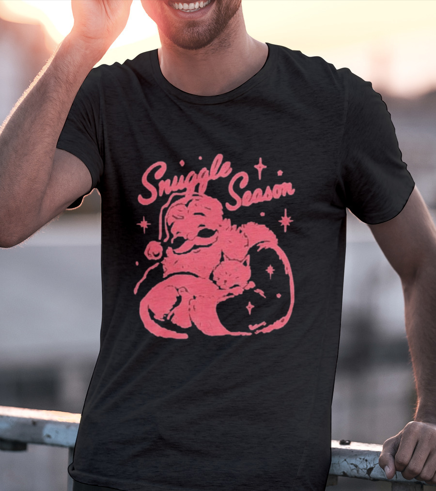 Snuggle Season Santa Claus Christmas Cat T-Shirt