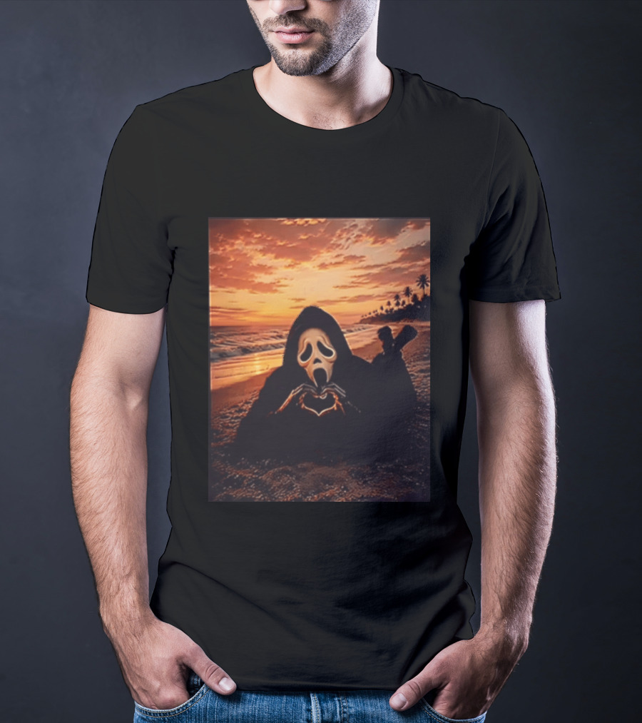 Ghostface Romantic Beach Sunset Valentine's Day Scream Lover T-Shirt