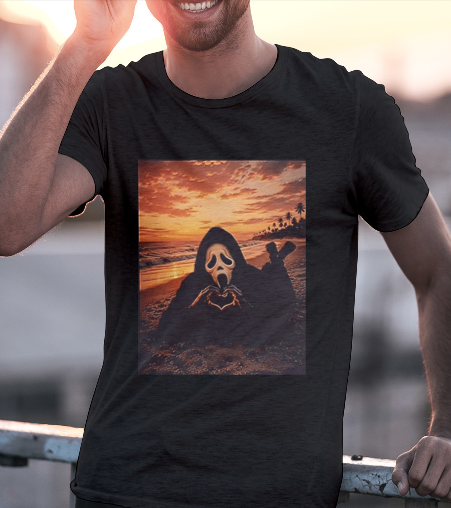 Ghostface Romantic Beach Sunset Valentine's Day Scream Lover T-Shirt