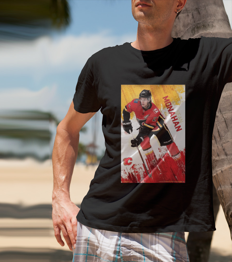 Sean Monahan Calgary Flames NHL Hockey Action T-Shirt