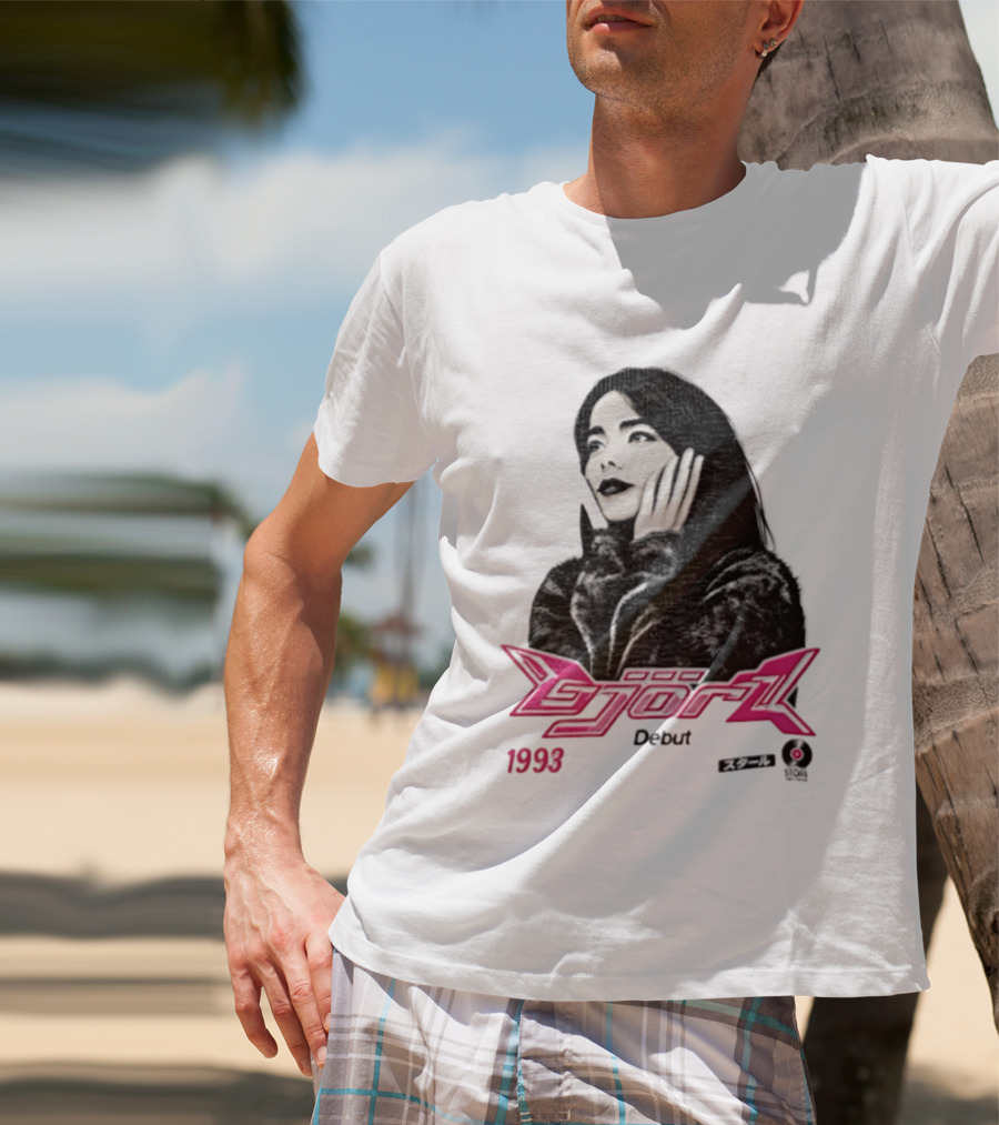 Bjork Debut 1993 Woman Hands On Face Pink T-Shirt