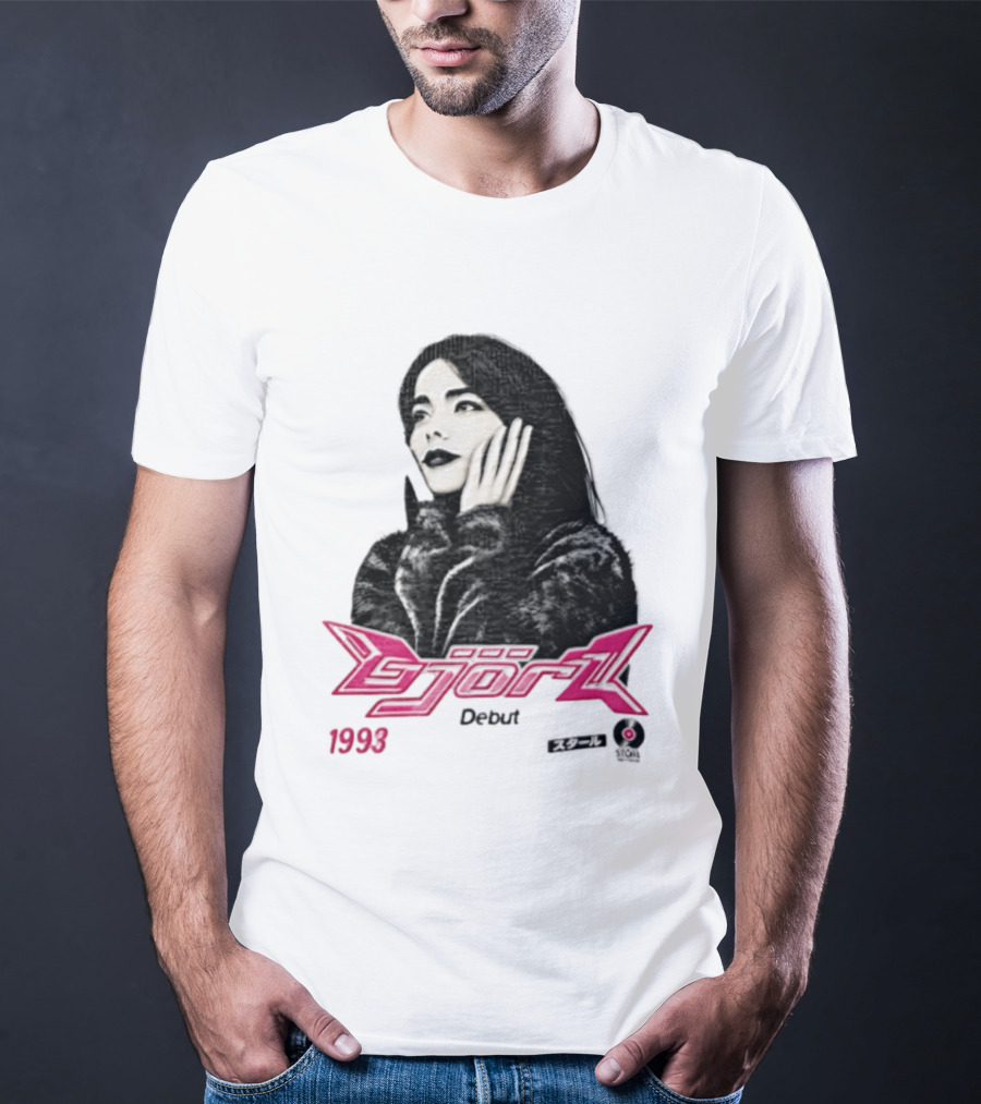 Bjork Debut 1993 Woman Hands On Face Pink T-Shirt