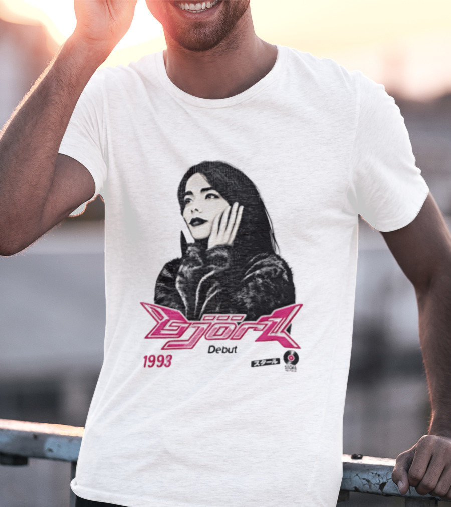 Bjork Debut 1993 Woman Hands On Face Pink T-Shirt