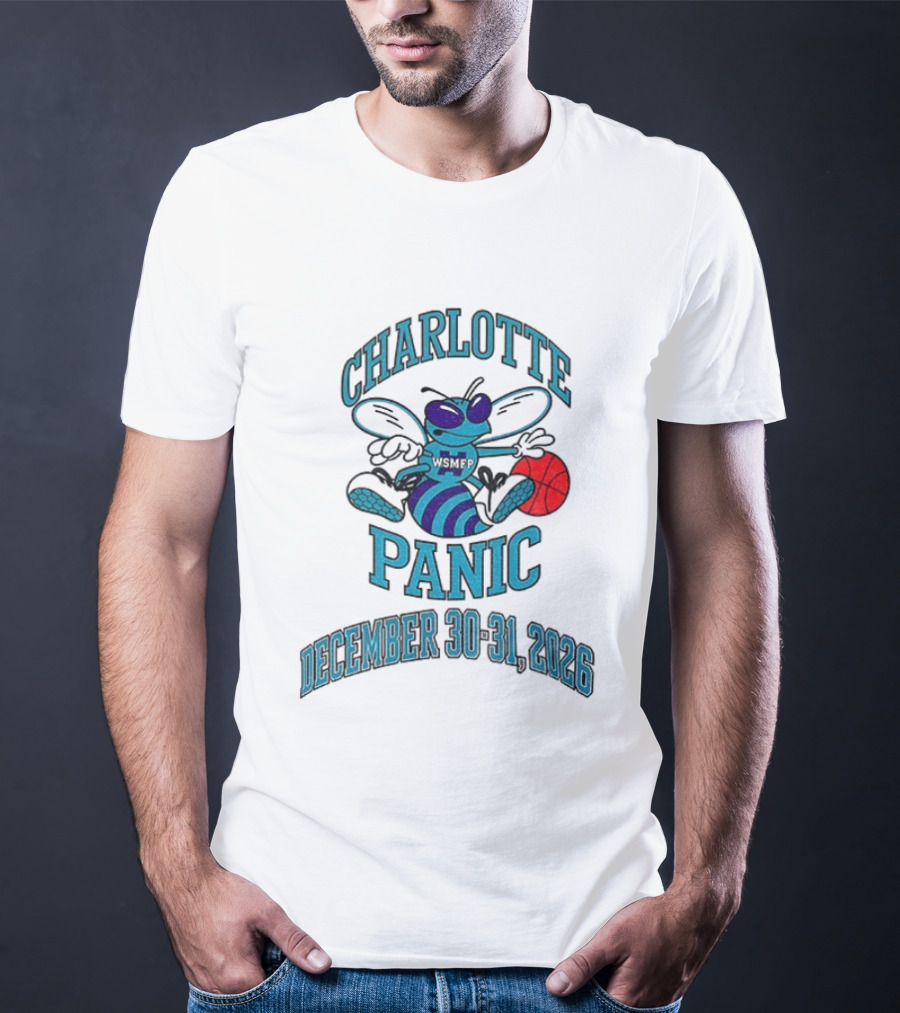 Charlotte Panic December 30 31 2026 Hornet Dribbling Basketball Cartoon T-Shirt