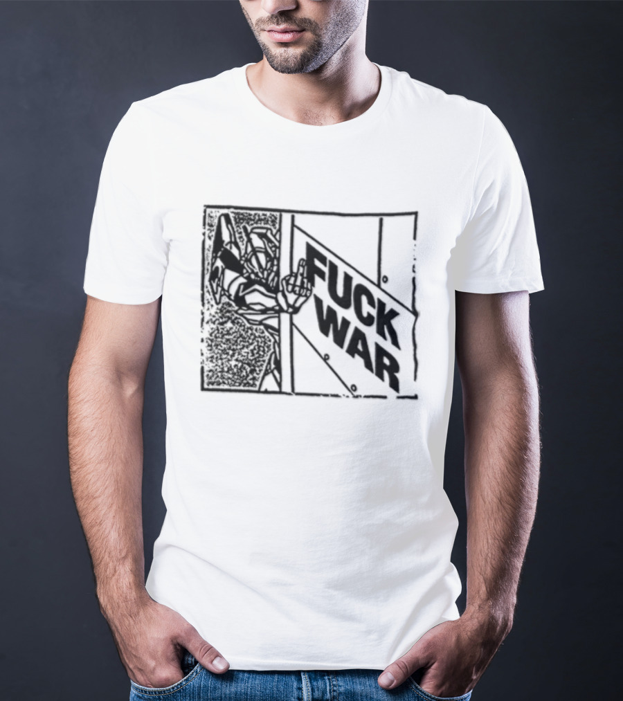 Fuck War Robot Middle Finger Gesture T-Shirt