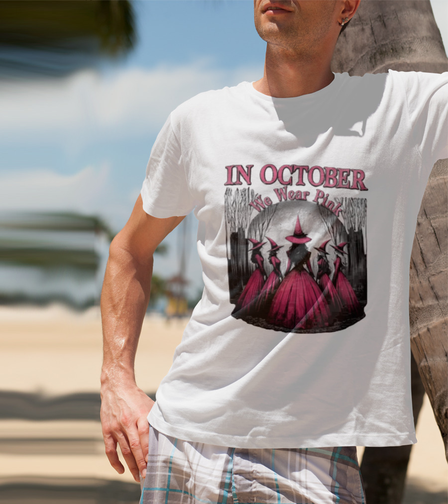 In October We Wear Pink Five Witches Pink Dresses Forest Moon T-Shirt