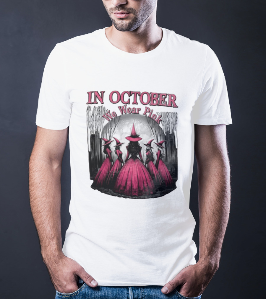 In October We Wear Pink Five Witches Pink Dresses Forest Moon T-Shirt