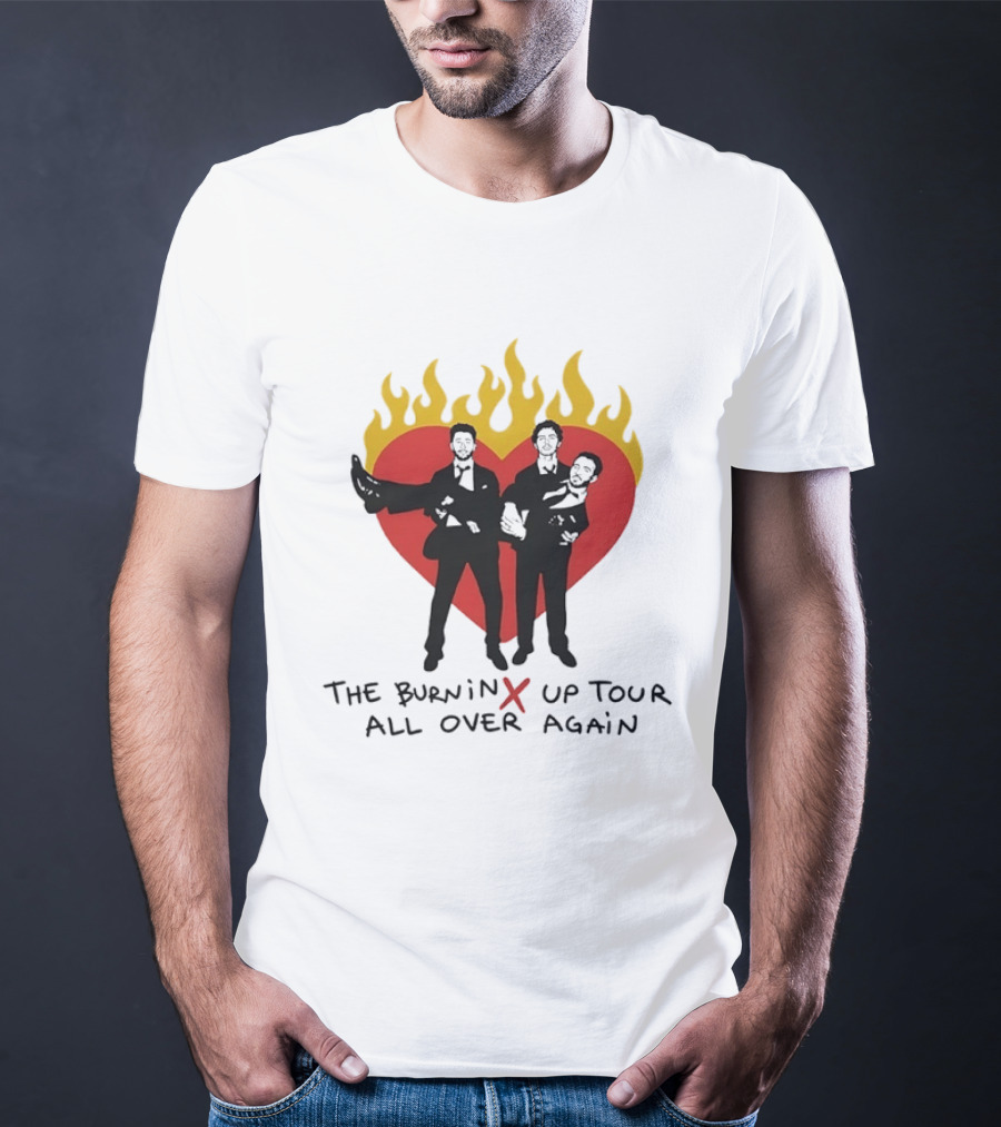 Jonas Brothers Burnin Up Tour All Over Again Fiery Heart Trio T-Shirt