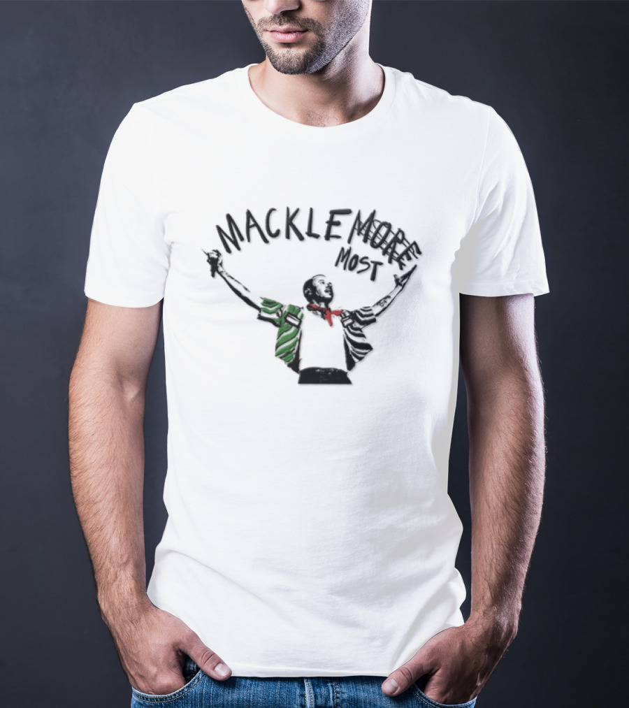 Macklemore Most Man Arms Raised Holding Microphone T-Shirt