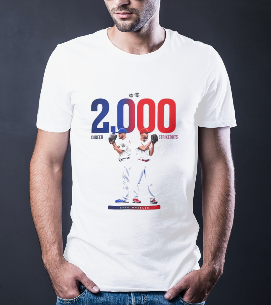 Zack Wheeler 2000 Career Strikeouts NY Mets Philadelphia Phillies T-Shirt