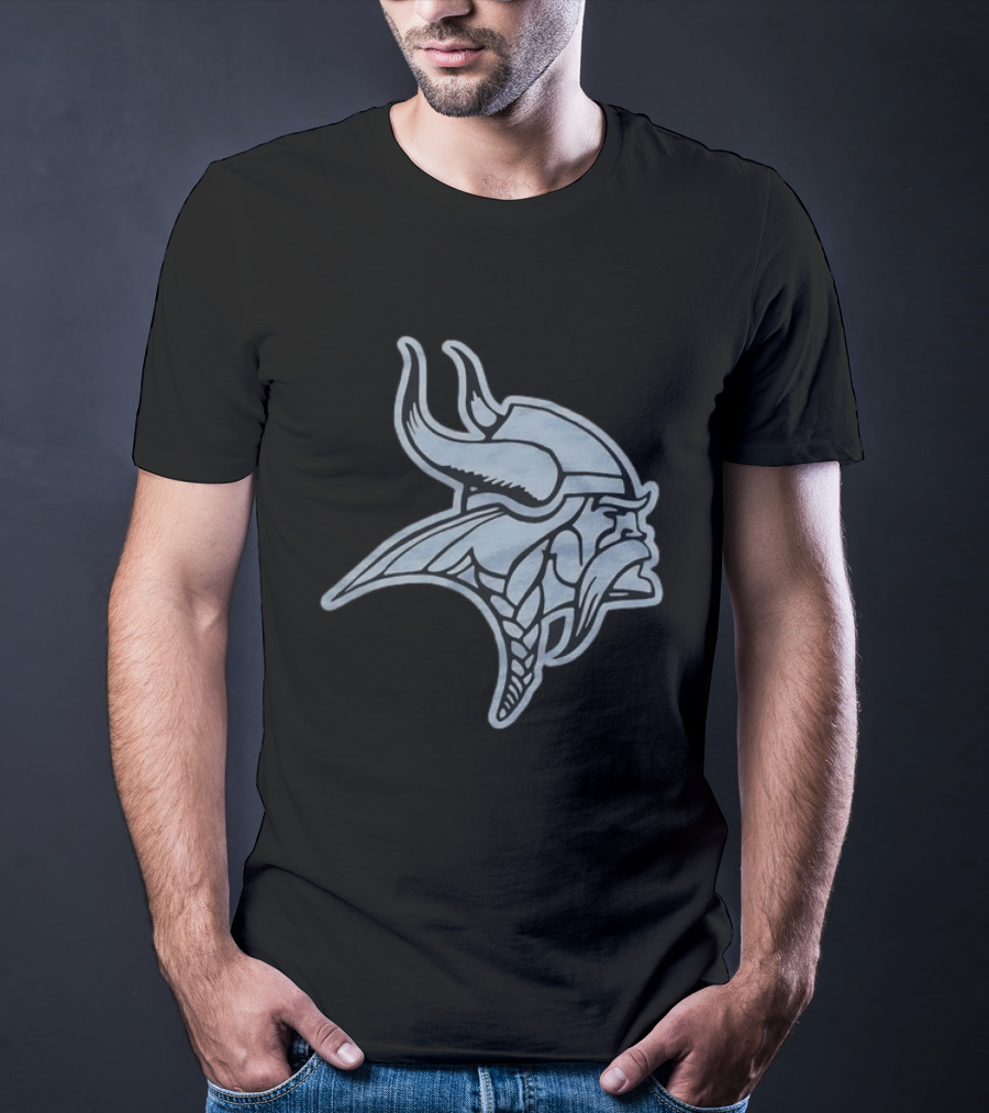 Minnesota Vikings Black Football Viking Helmet T-Shirt