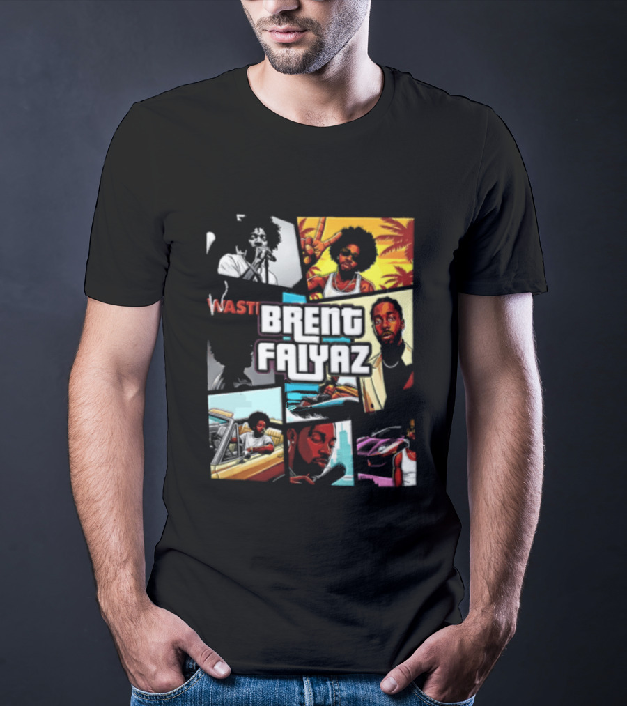 Brent Faiyaz Wasteland Multiple Panels Singer Lifestyle Retro Beach Vibe T-Shirt