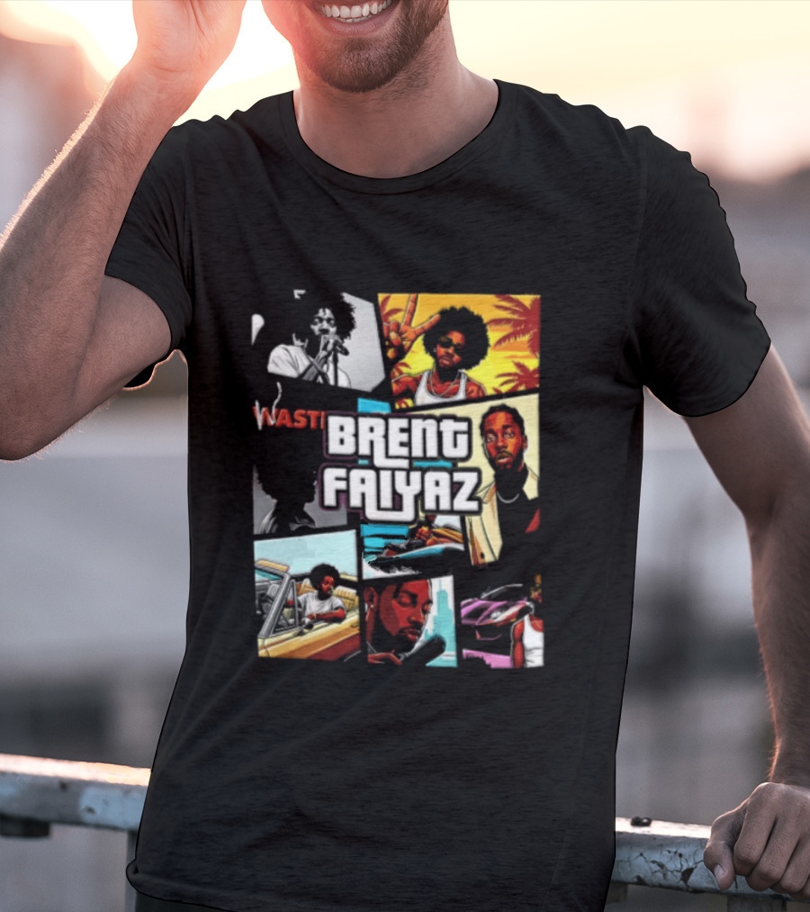 Brent Faiyaz Wasteland Multiple Panels Singer Lifestyle Retro Beach Vibe T-Shirt