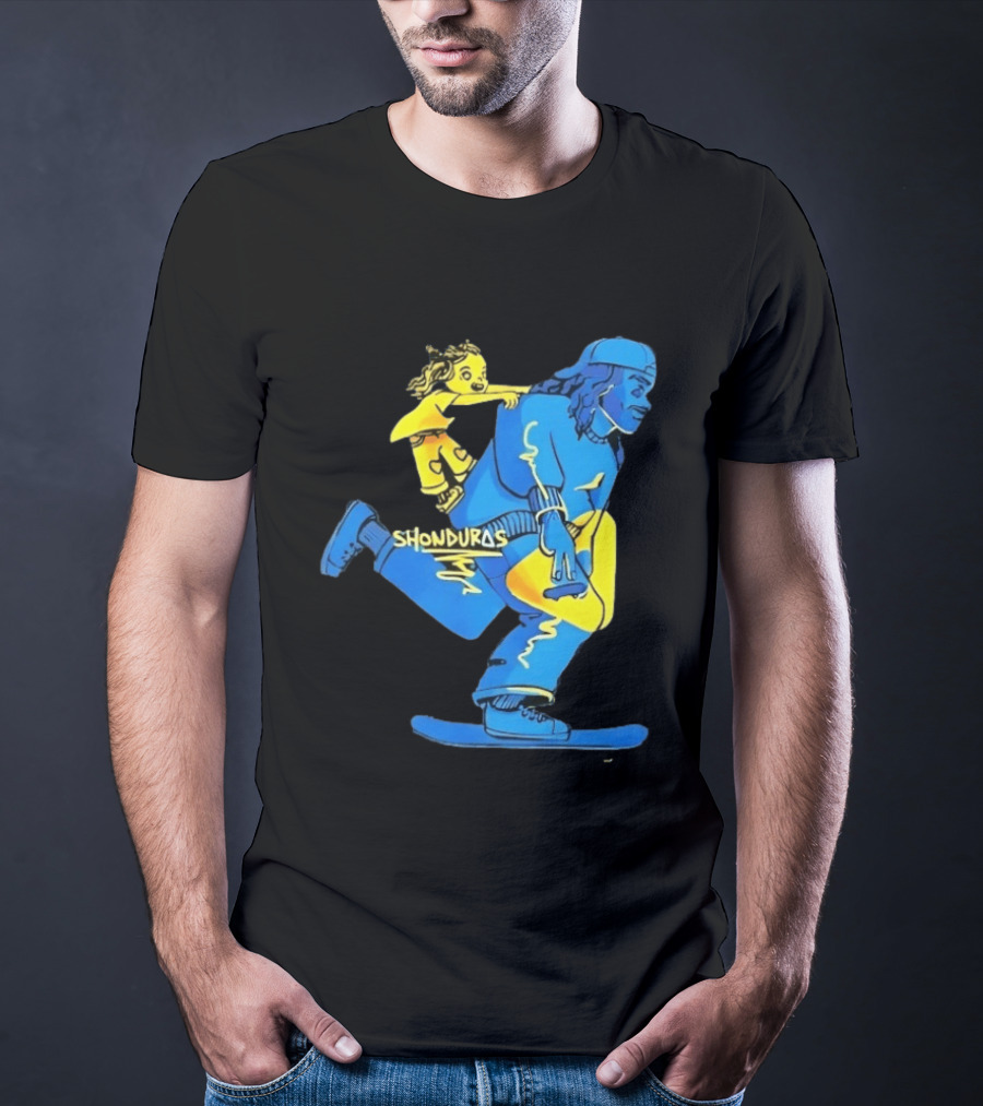 Shonduras Skateboard Skater Yellow Blue T-Shirt