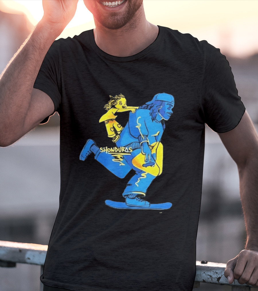 Shonduras Skateboard Skater Yellow Blue T-Shirt