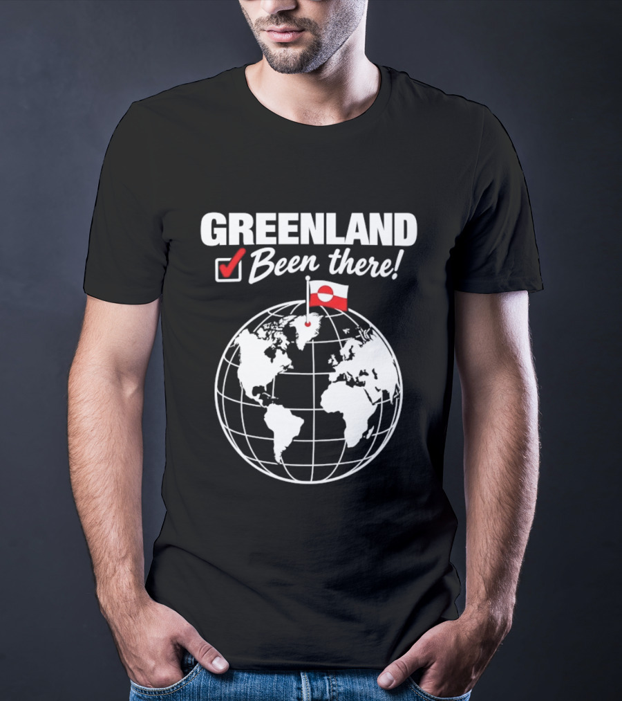 Greenland Been There Travel Map With Flag And Globe T-Shirt