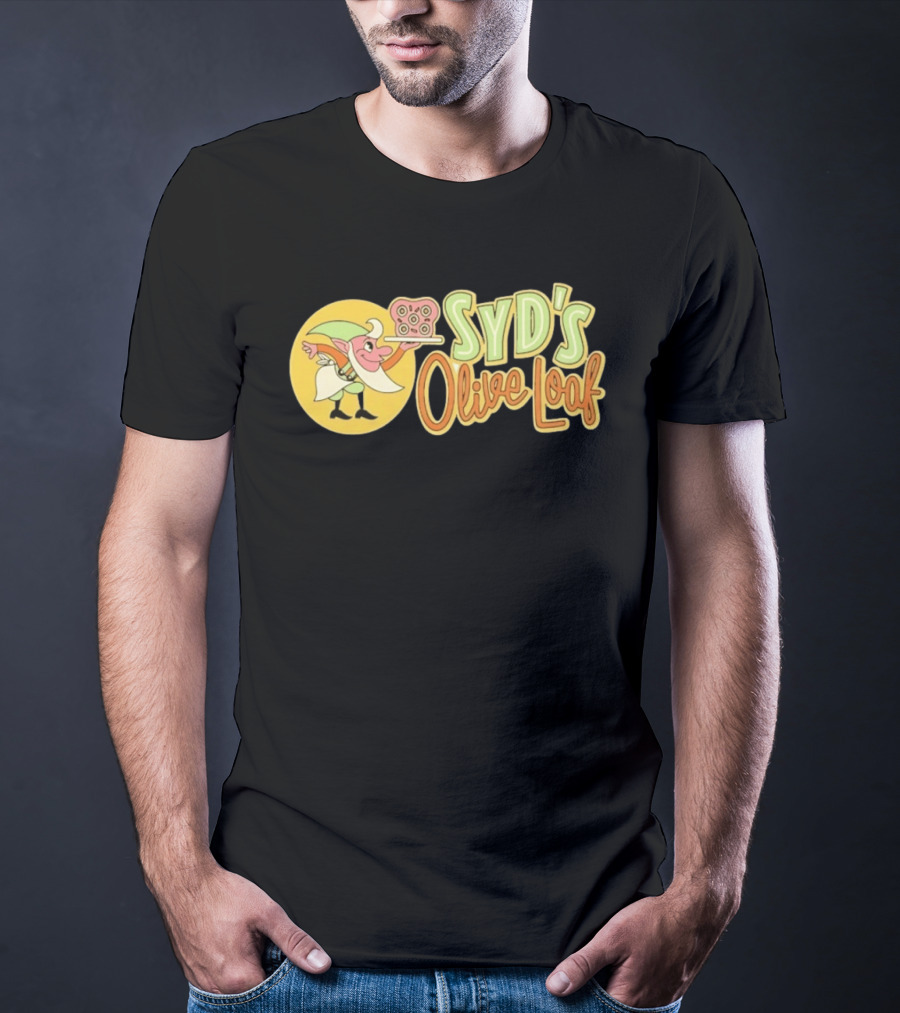 Syd's Olive Loaf Elf Holding Sandwich T-Shirt
