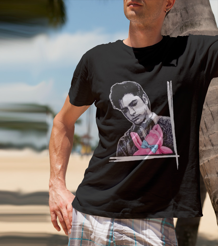 John Stamos Uncle Jesse Pink Bunny With Blue Bow Tie T-Shirt