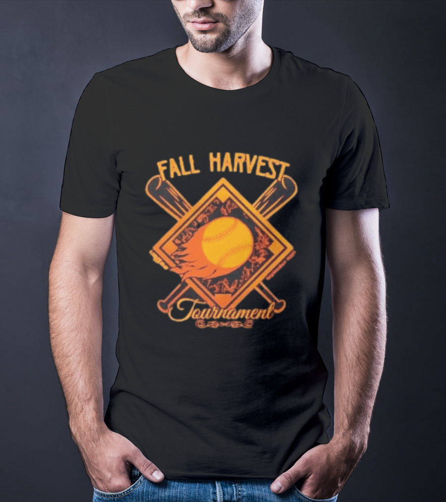 USSSA Fall Harvest Fastpitch Softball Tournament 2023 With Crossed Bats And Flaming Ball T-Shirt