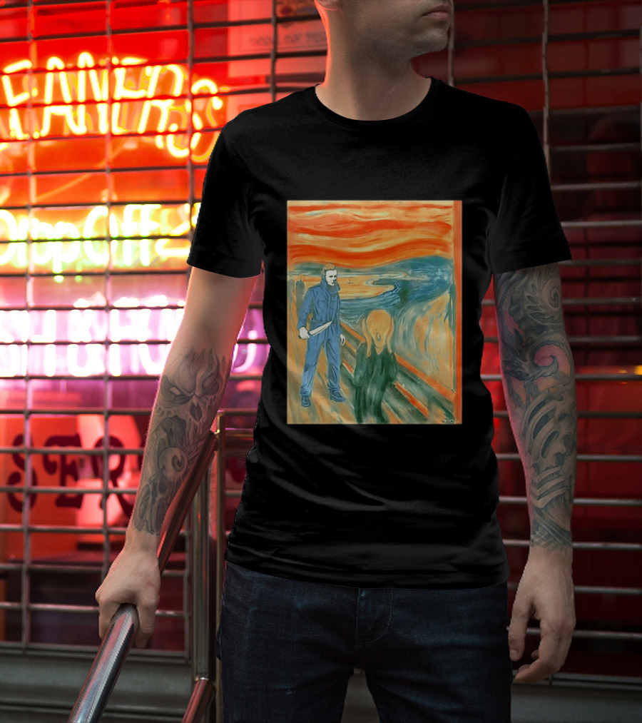 Michael Myers Meets The Scream Edvard Munch Mashup T-Shirt