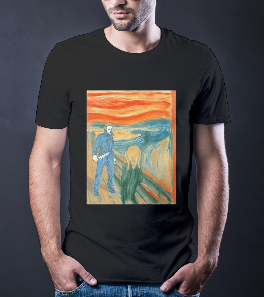 Michael Myers Meets The Scream Edvard Munch Mashup T-Shirt