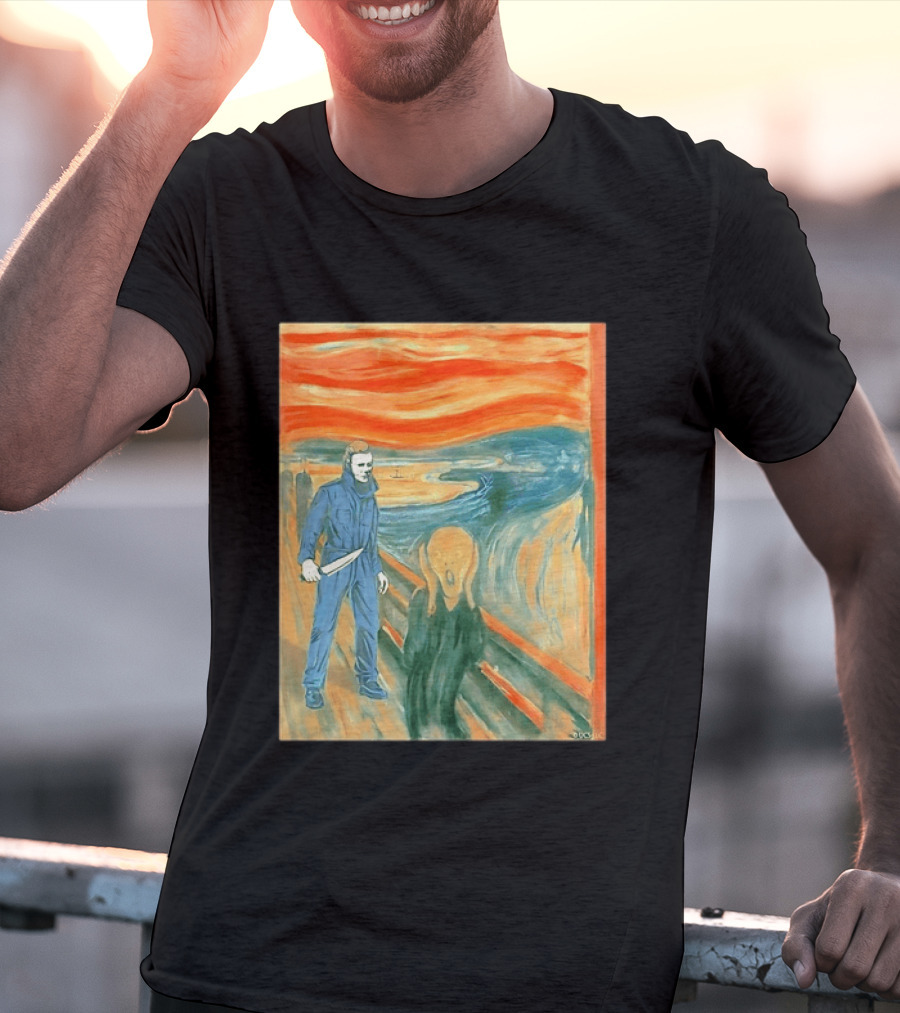 Michael Myers Meets The Scream Edvard Munch Mashup T-Shirt