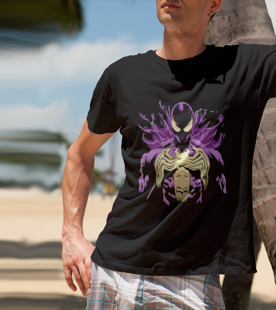 Venom Marvel Symbiote Spider Man Purple Black White T-Shirt