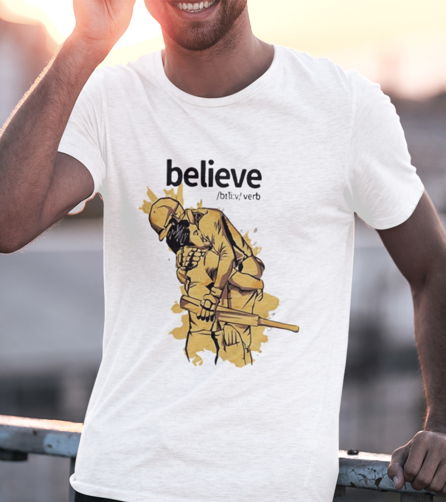 Believe Verb Definition Inspirational Motivation Embrace Cricket Players Hugging T-Shirt