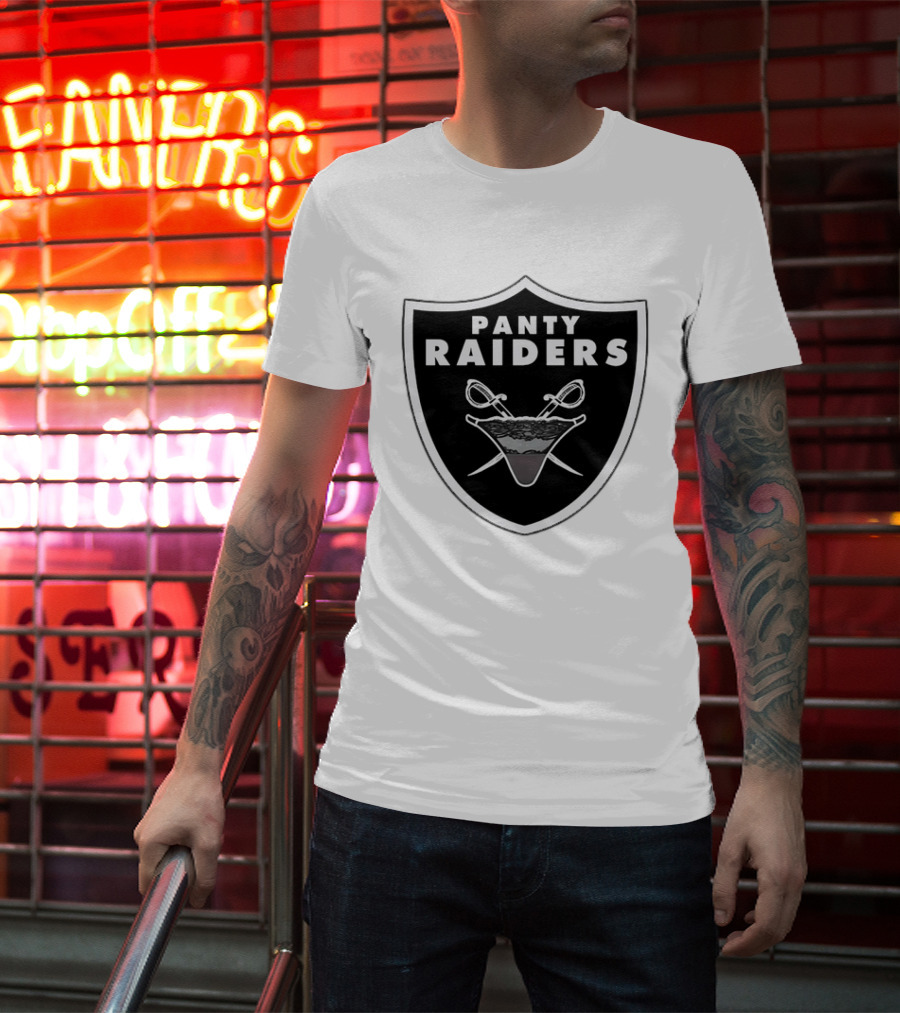 Las Vegas Panty Raiders Shield Swords And Underwear Crest T-Shirt
