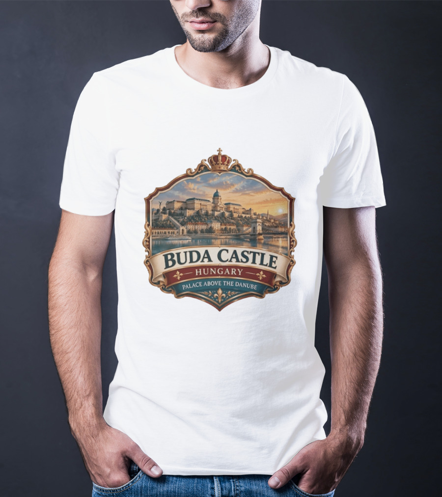 Buda Castle Hungary Palace Above The Danube Majestic Sunset View T-Shirt