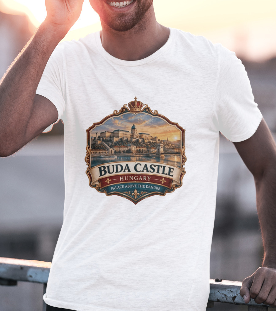 Buda Castle Hungary Palace Above The Danube Majestic Sunset View T-Shirt