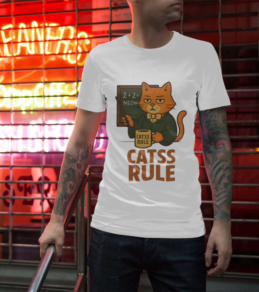 Catss Rule Teacher 2+2 Equals Meow Coffee T-Shirt