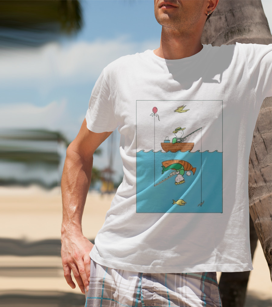 Owenbroadcast Fishing Bear With Turtle And Balloon T-Shirt