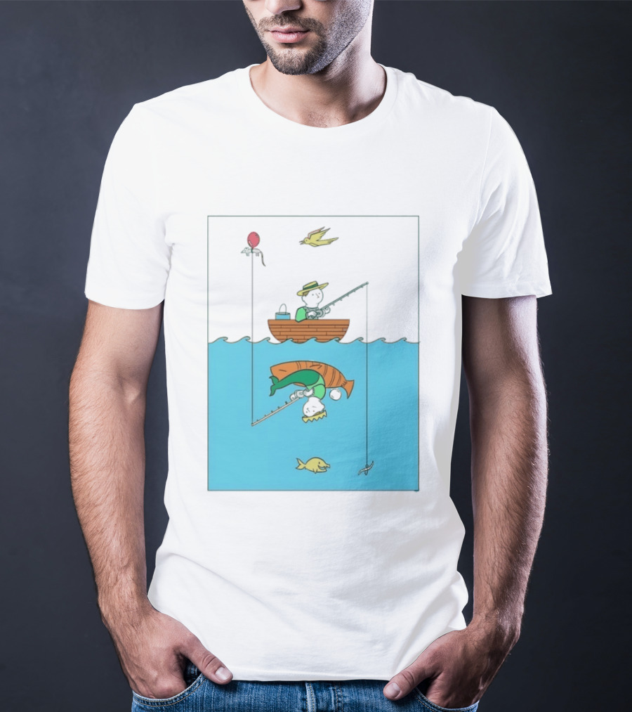 Owenbroadcast Fishing Bear With Turtle And Balloon T-Shirt