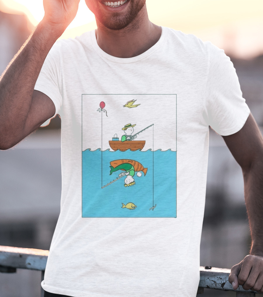 Owenbroadcast Fishing Bear With Turtle And Balloon T-Shirt