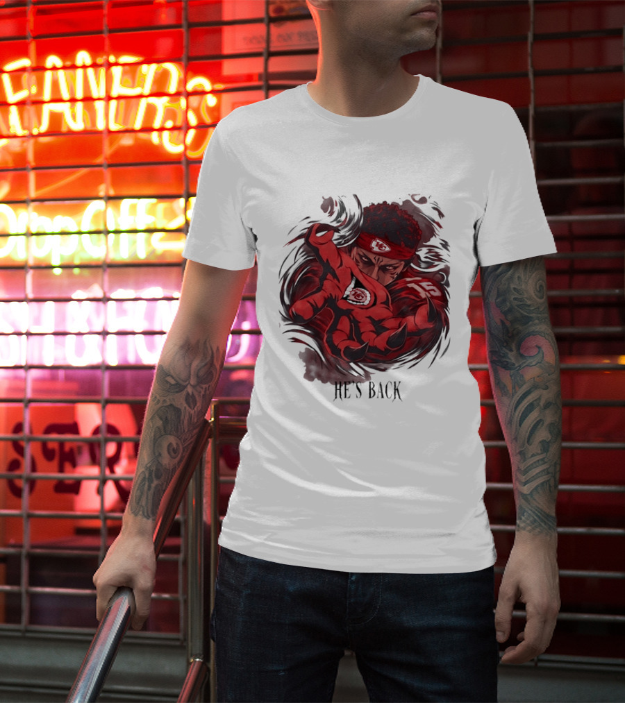 Patrick Mahomes He's Back Kansas City Chiefs Anime Style Football T-Shirt