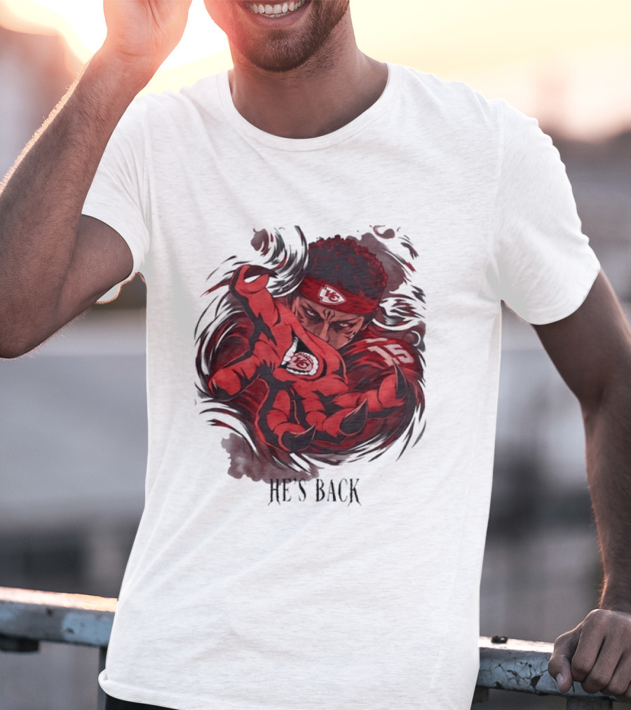 Patrick Mahomes He's Back Kansas City Chiefs Anime Style Football T-Shirt