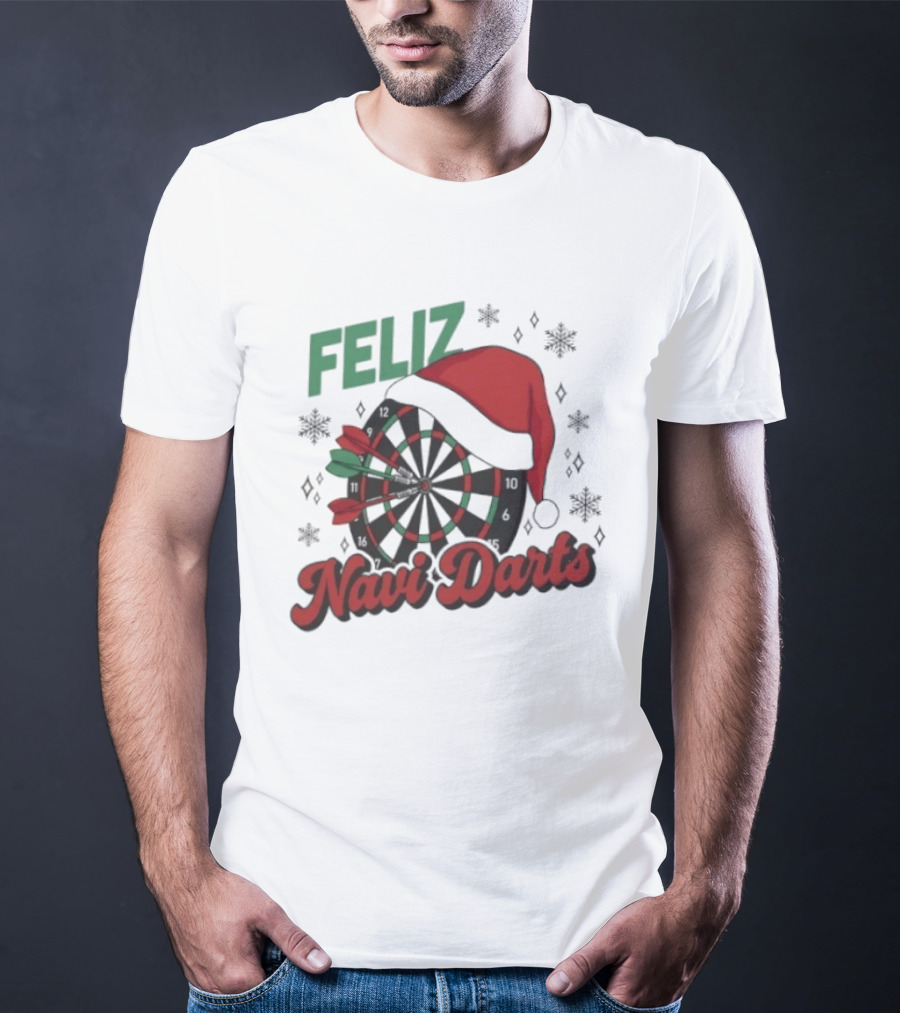 Feliz Navidarts Christmas Santa Hat Darts Board Snowflakes T-Shirt