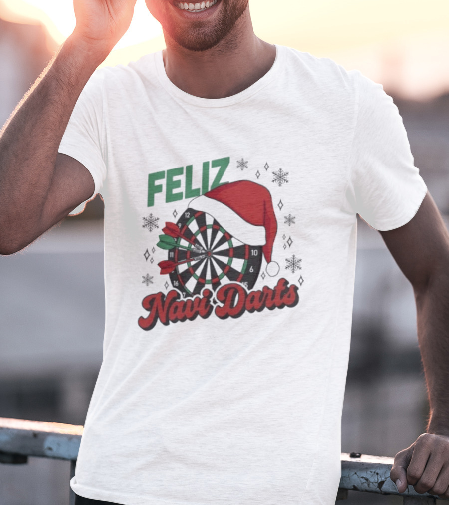 Feliz Navidarts Christmas Santa Hat Darts Board Snowflakes T-Shirt