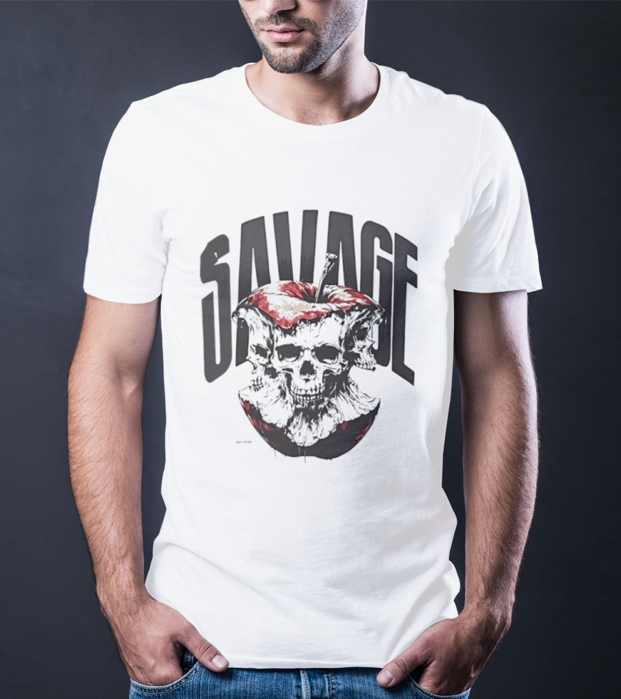 Savage Skull Apple Gothic Edgy T-Shirt