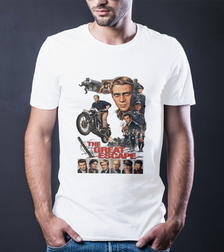 The Great Escape Classic Cinema Movie Steve McQueen 60s War Film T-Shirt
