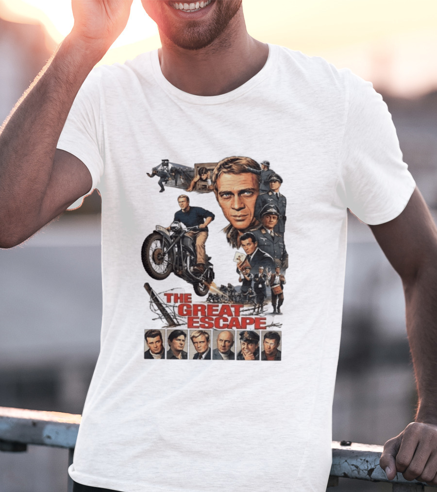 The Great Escape Classic Cinema Movie Steve McQueen 60s War Film T-Shirt