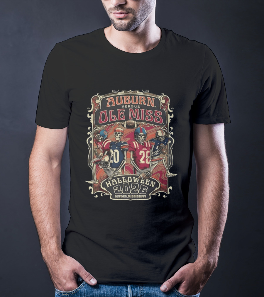 Auburn Versus Ole Miss Halloween 2026 Oxford Mississippi Football Matchup T-Shirt