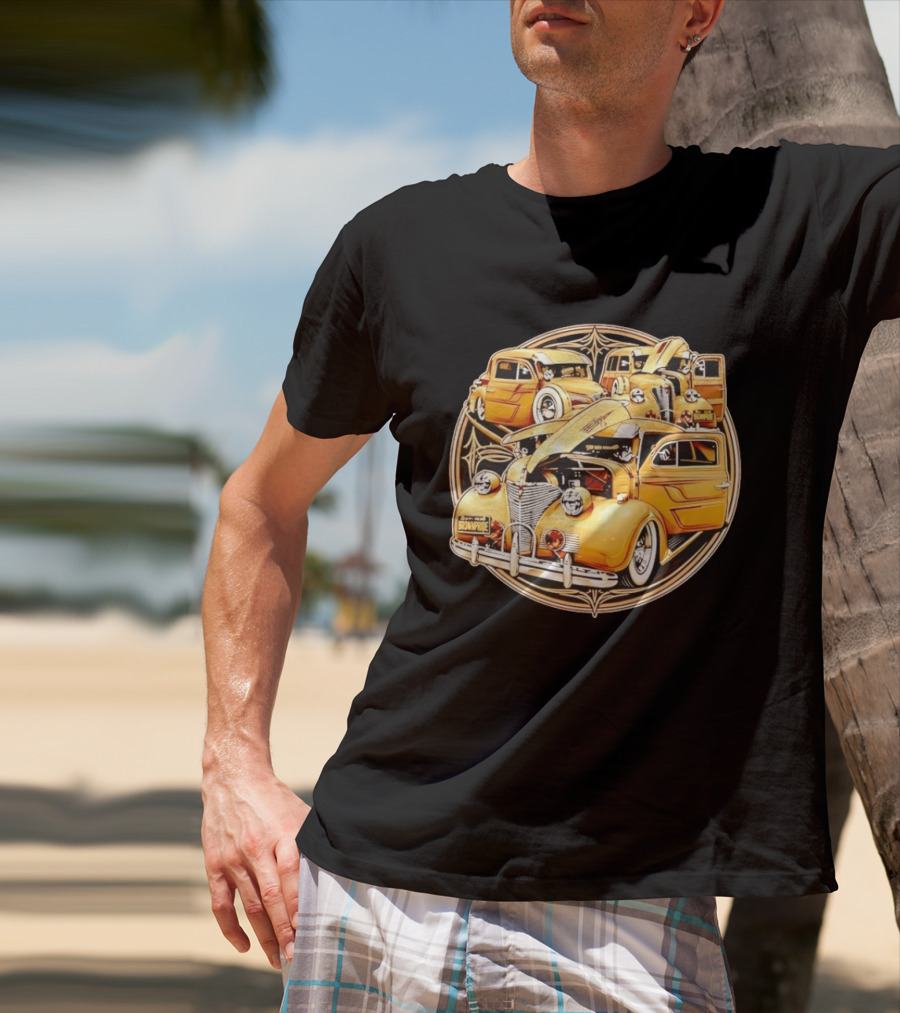 Brown Pride Lowrider Classic Cars Vintage Custom Car Art Deco T-Shirt