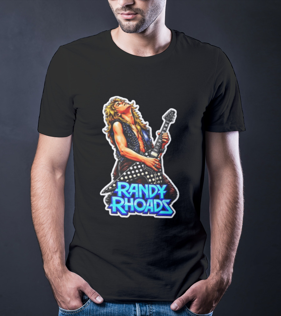 Randy Rhoads Polka Guitar Blonde Guitarist Playing T-Shirt